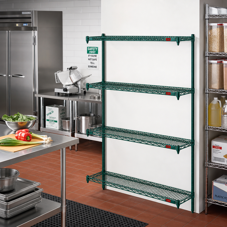 Product image #2 for Eagle Group Valu-Gard 4-Tier Add-On Wire Shelving Unit, 60 x 24 x 74 Inches, Green Epoxy Finish