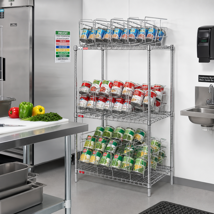 Product image #2 for Eagle Group 3-Tier Can Rack Storage System for #10 Cans, Chrome-Plated Mild Steel, 96-Can Capacity