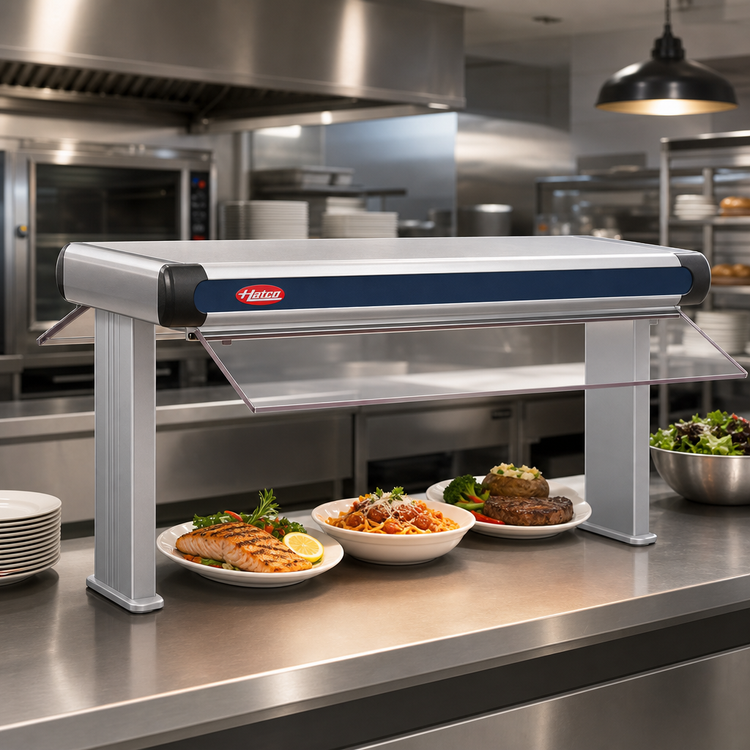 Product image #2 for Hatco Glo-Ray Designer Dual Infrared Strip Heater, Unlighted, 63-1/2-Inch Wide, 2100 Watts, 6-Inch Spacing, Aluminum, with 14-Inch Designer Stands