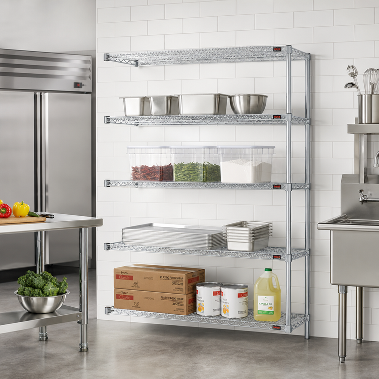 Product image #2 for Eagle Group 4-Tier Chrome Wire Shelving Add-On Unit, 48W x 18D x 74H