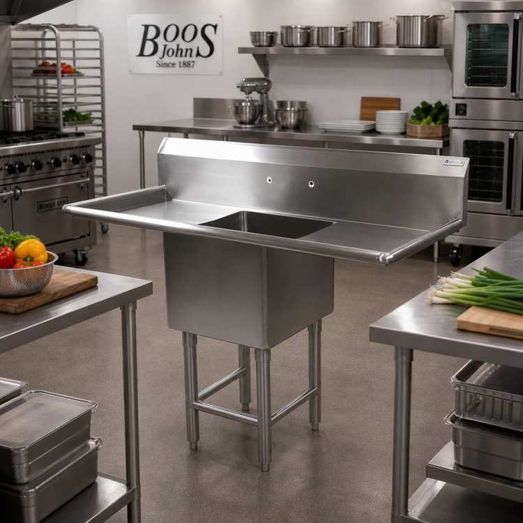Product image #2 for John Boos Pro-Bowl 1-Compartment Stainless Steel Sink with Left & Right Drainboards, 16-Gauge, 14-Inch Deep Bowl, 67-1/4-Inch W
