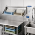 Thumbnail image #2 for Advance Tabco 42-Inch Wall-Mounted Tubular Stainless Steel Sorting Shelf for 2 Full-Size Dish Racks