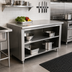 Thumbnail image #2 for Advance Tabco 84-Inch x 30-Inch 14-Gauge 304 Stainless Steel Work Table with Open Front Cabinet Base and Mid-Shelf