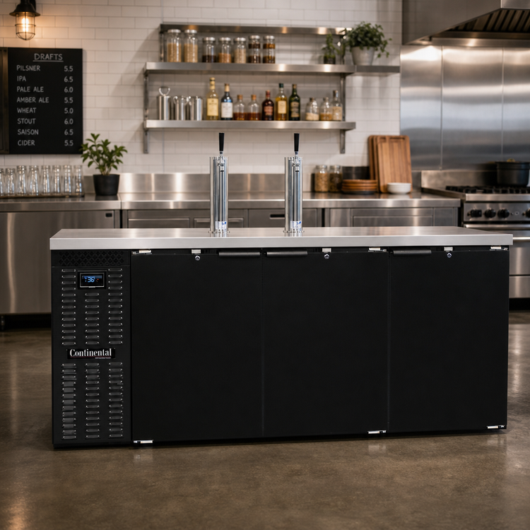 Product image #2 for Continental KC79N 79-Inch 3-Door Front Breathing Keg Cooler with 2 Draft Columns