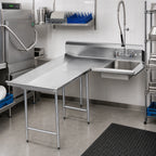 Thumbnail image #2 for Advance Tabco DTS-D70-48L L-Shaped Left-Hand Corner Soiled Dish Table with Landing and Pre-Rinse Sink, 47 Inch, 16/304 Stainless Steel