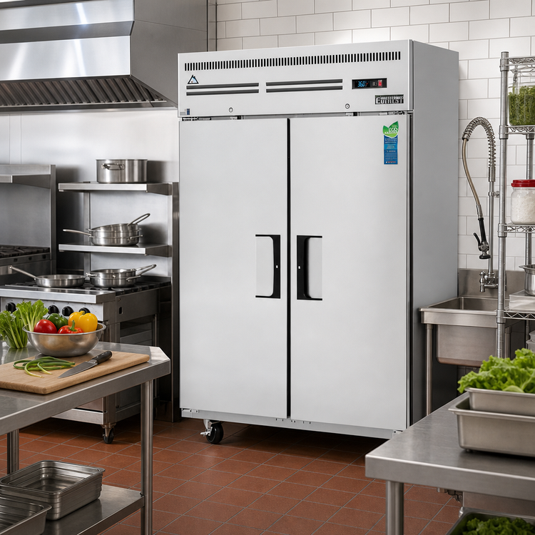 Product image #2 for Everest Refrigeration ESR2 Two-Section Reach-In Refrigerator, 48 Cu. Ft., Self-Contained Top-Mounted, Stainless Steel