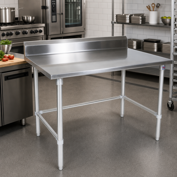 Product image #2 for John Boos Stallion 60-Inch x 24-Inch Stainless Steel Work Table with 5-Inch Backsplash and Safety Edge