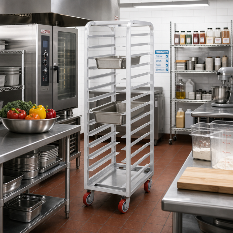 Product image #2 for Lifetime Tough Extra Heavy-Duty Universal Steam Table Pan Rack, 12-Pan, Aluminum, 21 x 26 x 70 Inches