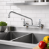 Thumbnail image #2 for T&S Brass Wall Mount Double Pantry Faucet with 12-Inch Swing Nozzle, 8-Inch Centers
