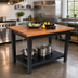 Thumbnail image #2 for John Boos Rouge et Noir Le Classique 60-Inch x 25-Inch x 35-Inch American Cherry Island Work Table with Undershelf