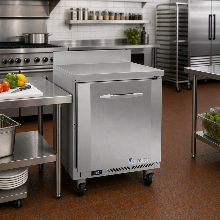 Product image #2 for Victory Refrigeration 27-Inch One-Section Stainless Steel Worktop Freezer, Rear-Mounted Self-Contained, 6.15 Cu. Ft.