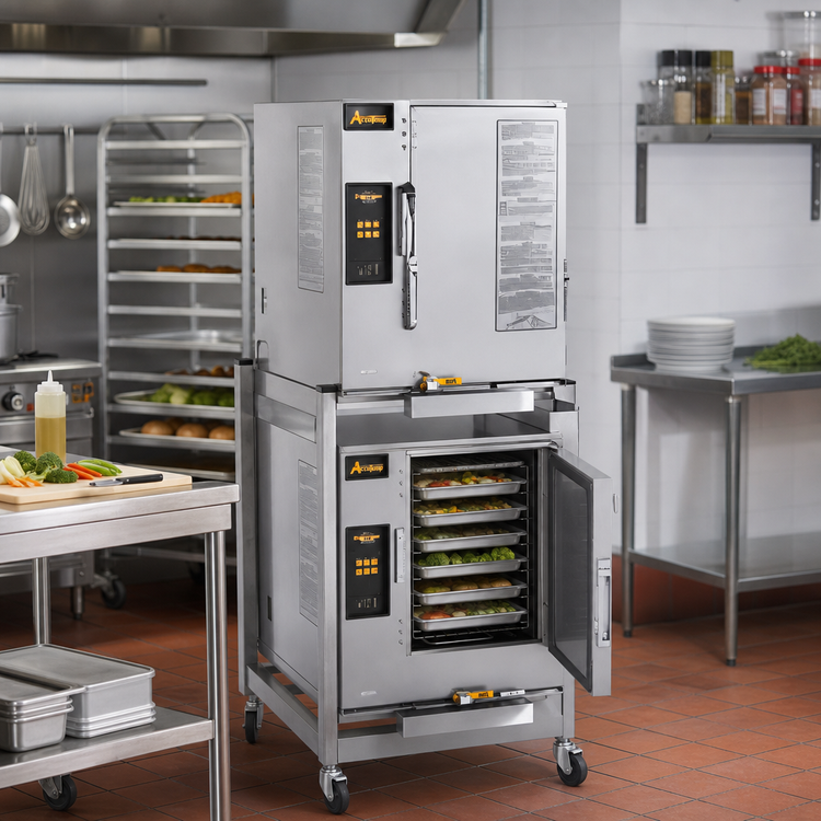 Product image #2 for AccuTemp Evolution E62403E110 DBL Double-Stacked 12-Pan Electric Boilerless Convection Steamer with Stand