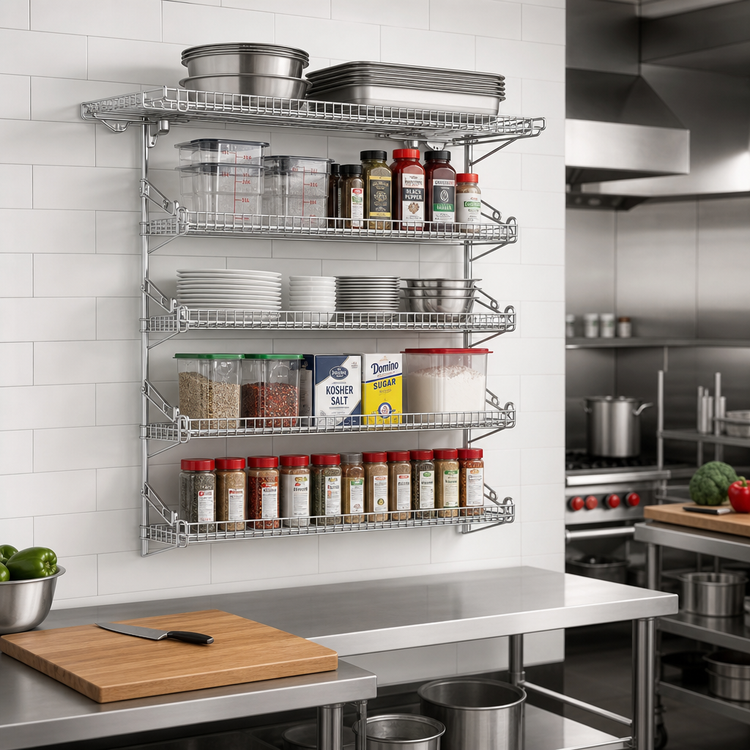 Product image #2 for Eagle Group QuadTruss 5-Tier Piggyback Wall-Mounted Wire Shelf Kit, 24 x 18 Inches, Chrome