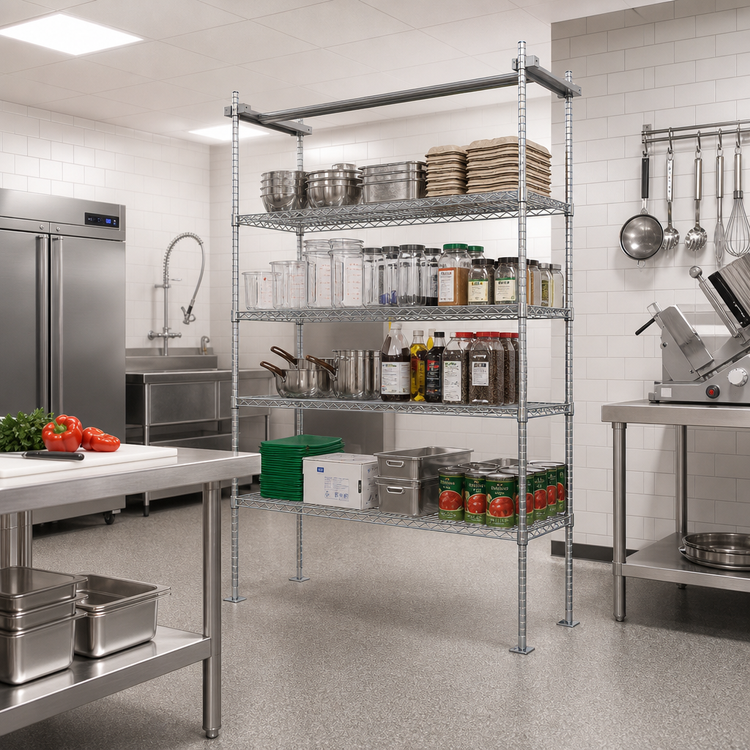 Product image #2 for Quantum 21-Inch Chrome Plated Track Shelving Intermediate Kit with 86-Inch Posts