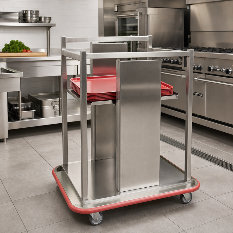 Product image #2 for Single-Stack Open-Cabinet Stainless Steel Mobile Tray Dispenser for 14 x 18 Trays