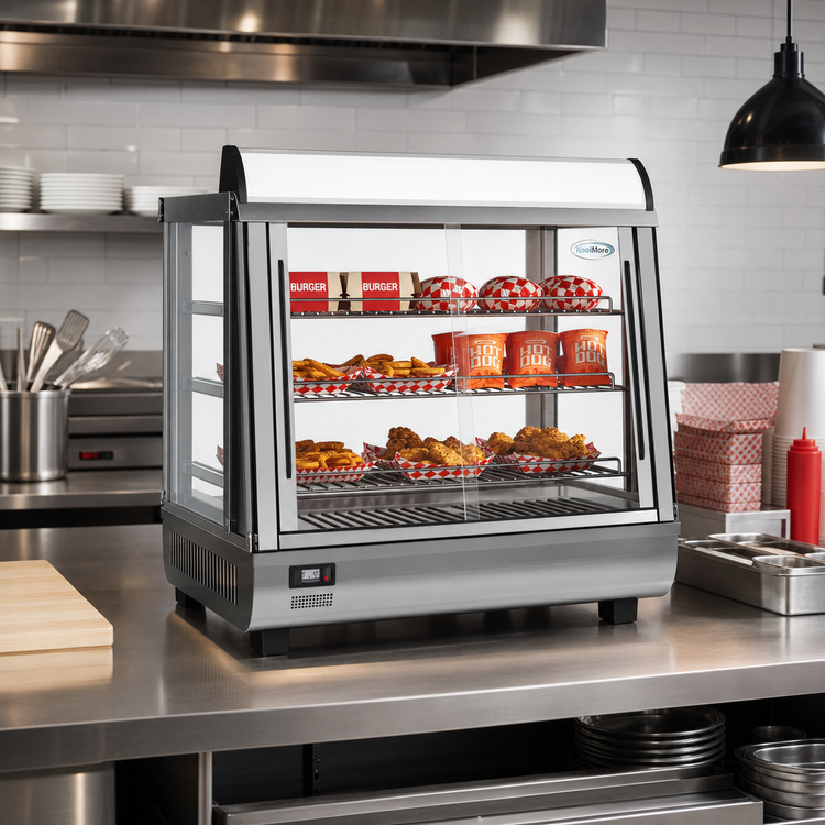 Product image #3 for KoolMore 26-Inch Countertop Self-Service Hot Food Display Warmer, 3 Cu. Ft., 3 Shelves, Stainless Steel and Glass