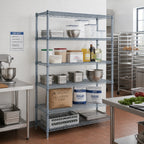 Thumbnail image #2 for Quantum WR74-3048GY-5 Stationary Wire Shelving Starter Kit, Gray Epoxy Finish, 48"W x 30"D x 74"H, 5 Shelves