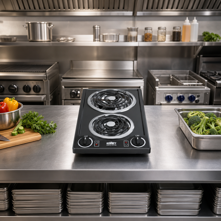 Product image #3 for Summit Commercial 12 Inch Two-Burner Electric Radiant Cooktop with Coil Burners