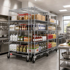 Thumbnail image #2 for Metro qwikTRAK LBTM24C 24-Inch Chrome Floor-Track Double-Deep Mobile Shelving Unit Kit with 74-Inch Posts