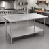 Thumbnail image #2 for John Boos Stallion 108-Inch x 30-Inch Stainless Steel Work Table with 1-1/2-Inch Rear Up-Turn and Adjustable Undershelf
