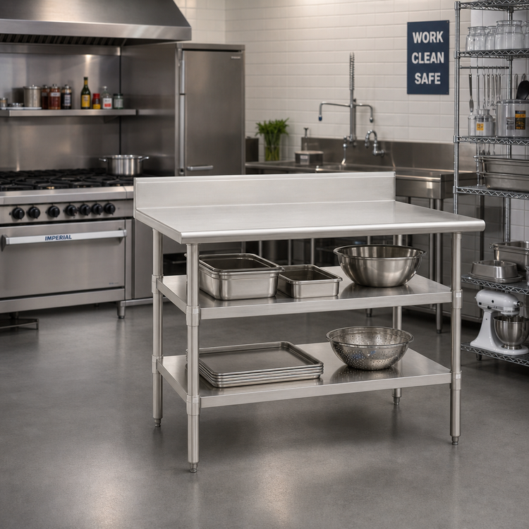 Product image #2 for Eagle Group Adjustable Galvanized Work Table Undershelf for 36"W x 30"D Tables with Uni-Lok Hat Channel Frame