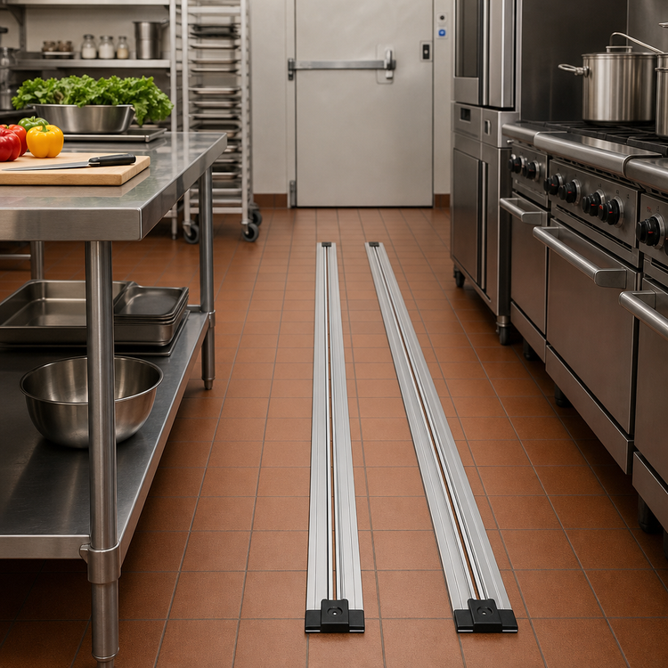 Product image #2 for Quantum Single Unit Floor Track Assembly Kit with 2 x 19-Foot V-Groove Aluminum Tracks