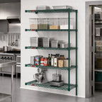 Thumbnail image #2 for Eagle Group Valu-Gard A5-74-1848VG 5-Tier Add-On Wire Shelving Unit, 48W x 18D x 74H, Green Epoxy Finish