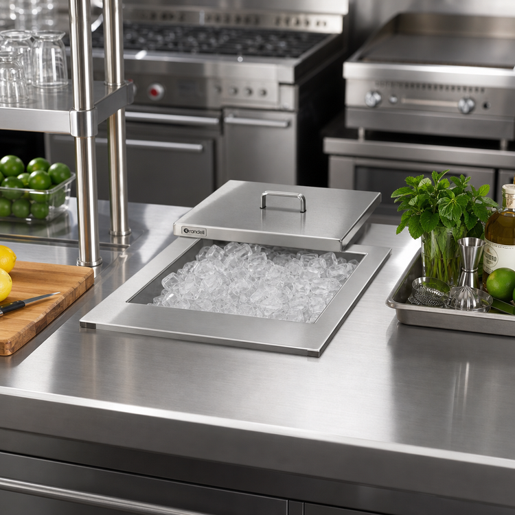 Product image #2 for Randell 9510IC Drop-In Ice Bin with 40 lb. Capacity, Stainless Steel Top and Lift-Off Cover