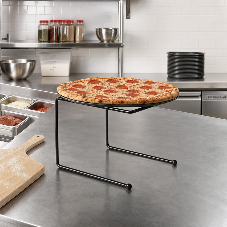 Product image #2 for American Metalcraft Large Square Rubber-Coated Steel Pizza Pan Rack Stand, 12 x 12 x 7 Inch, Black
