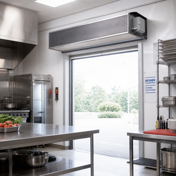 Product image #2 for Berner Industrial 108-Inch Unheated Ambient Direct-Drive Air Curtain, 3 Motors, for 12-Foot Doors