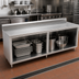 Thumbnail image #2 for John Boos 132 Inch x 24 Inch 14 Gauge Stainless Steel Underbar Work Table with Open Front Cabinet Base and 5 Inch Backsplash