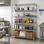 Thumbnail image #2 for Quantum WR74-1472S-5 72"W x 14"D x 74"H Stationary 5-Shelf 304 Stainless Steel Wire Shelving Starter Unit