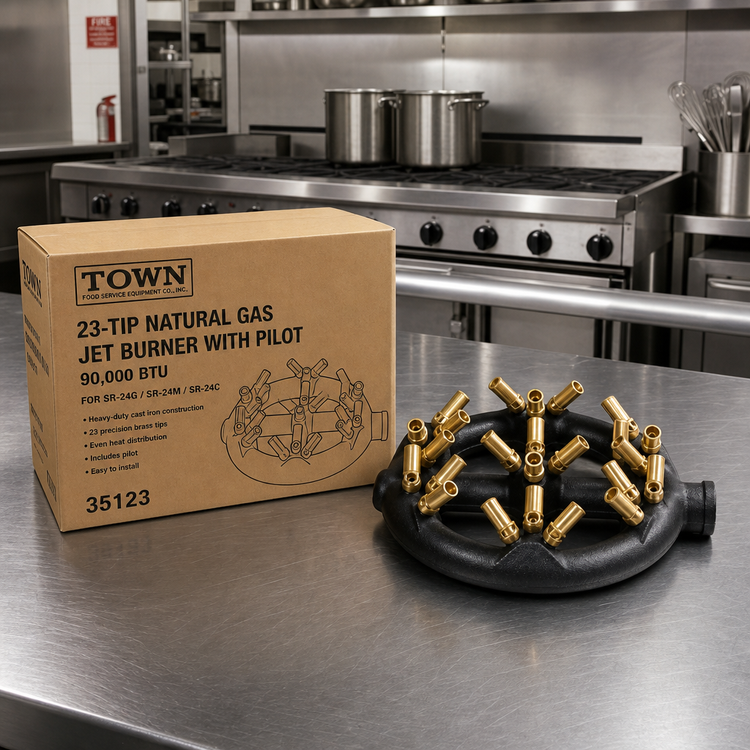 Product image #2 for Town Commercial Range Replacement 23-Tip Natural Gas Jet Burner with Pilot, 90,000 BTU, for SR-24G/SR-24M/SR-24C