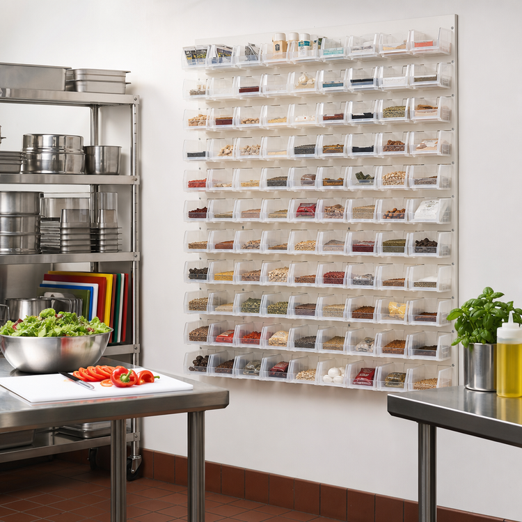 Product image #2 for Quantum Wall-Mounted Louvered Panel Starter Unit with 120 Clear Bins, 36 x 8 x 61 Inches
