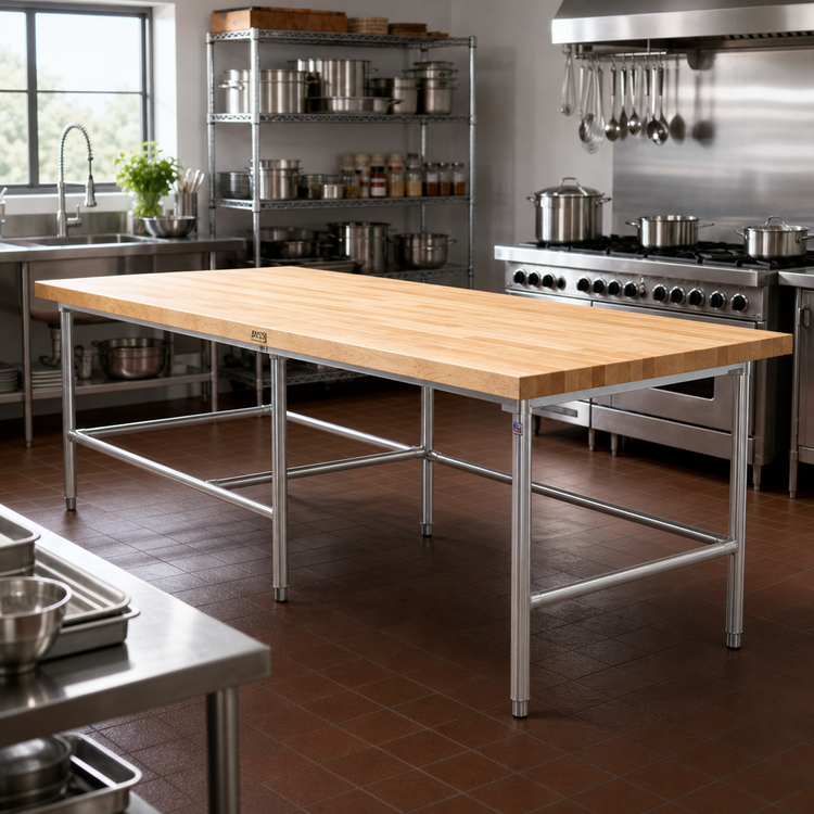 Product image #2 for John Boos Stainless Steel Baker's Table Frame for 120" x 30" Wood Top