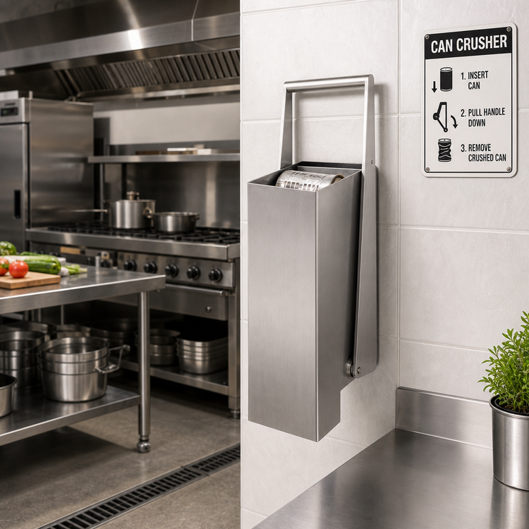 Product image #2 for Wall-Mount Manual Can Crusher for No. 10 Cans, Stainless Steel