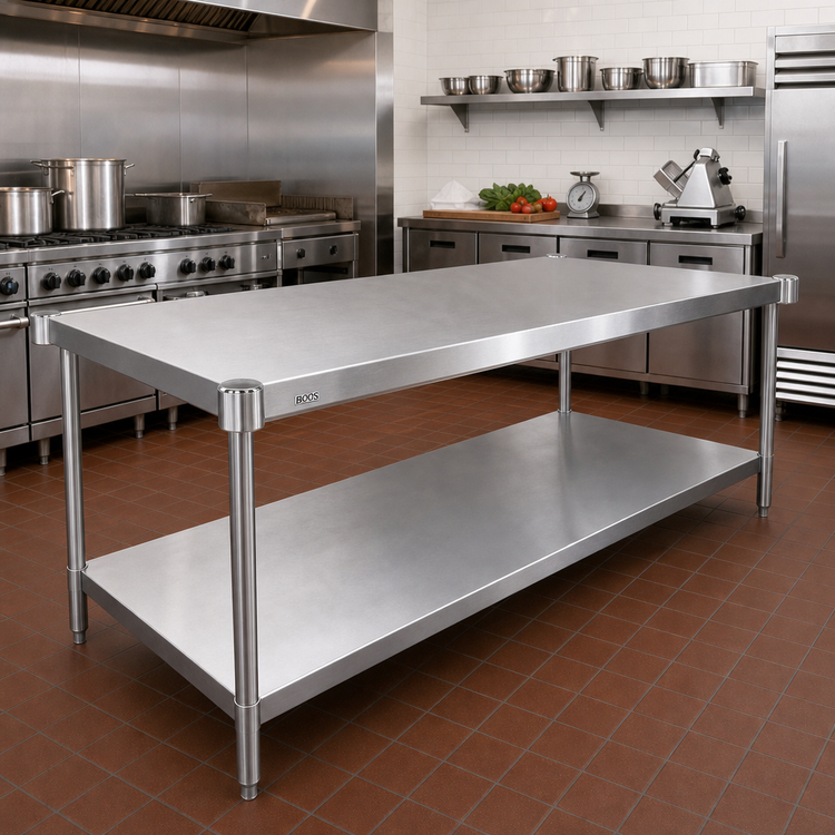 Product image #2 for John Boos SSK4-36120 120 Inch x 36 Inch 14-Gauge Stainless Steel Work Table Undershelf