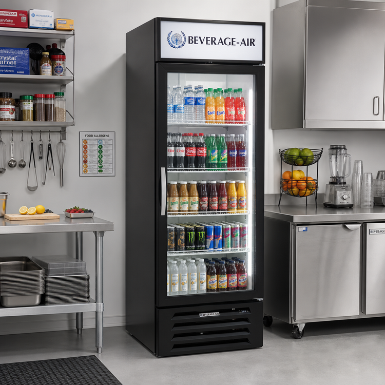 Product image #2 for Beverage-Air MarketMax One-Section Reach-In Glass Door Merchandiser, 25.97 Cu. Ft., Black, Bottom-Mounted Refrigeration