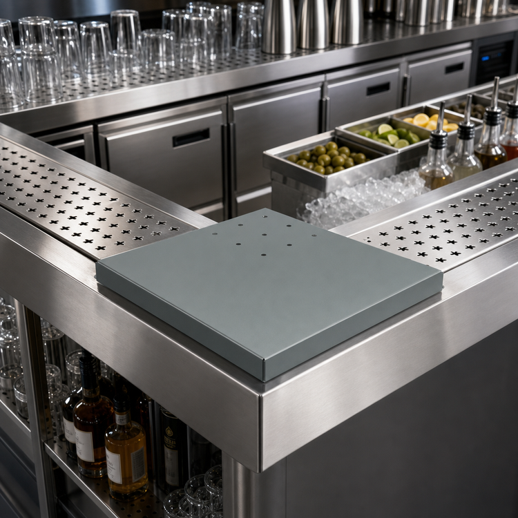 Product image #2 for Advance Tabco Stainless Steel 90° Outside Corner Filler for DRKR Series Bar Drink Rails