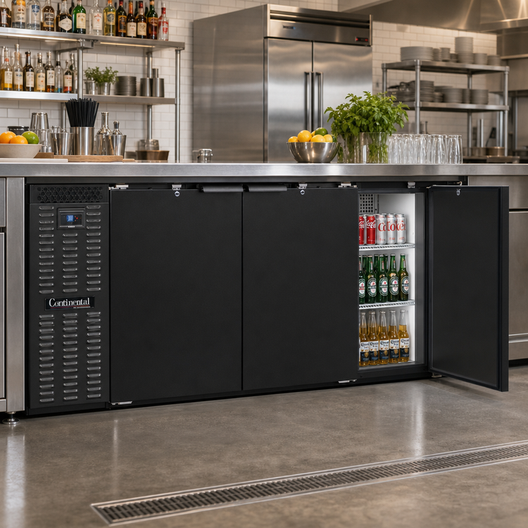 Product image #2 for Continental Refrigerator BB79SNPT 79" Shallow Depth Pass-Thru Back Bar Cooler with 6 Solid Doors