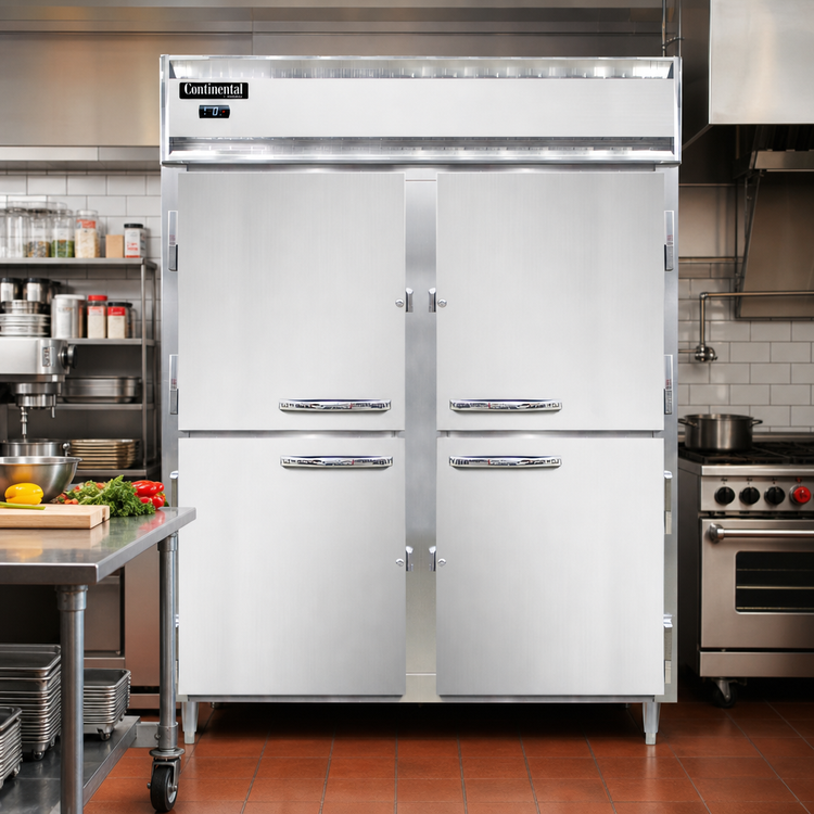 Product image #2 for Continental Refrigerator Designer Line D2FENSSHD Wide Two-Section Reach-In Freezer with Half-Height Solid Doors