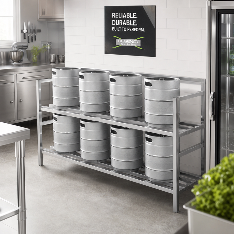 Product image #2 for All-Welded Aluminum Single-Deep Keg Storage Rack for 8 Half-Barrel Kegs