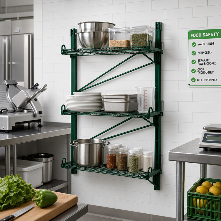Product image #2 for Eagle Valu-Gard Adjustable Post Wire Wall Mount End Unit for 21-Inch Shelves, Green Epoxy