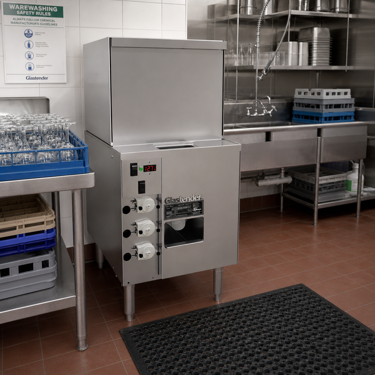 Product image #2 for Glastender GT-18 18-Inch Wide Door-Type Rotary Rack Low-Temperature Chemical Sanitizing Glasswasher