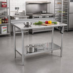 Thumbnail image #2 for Eagle Group AdjusTable T2472SEB-BS-HA 72 x 24 in. Height-Adjustable Stainless Steel Work Table, 4 in. Backsplash, Undershelf