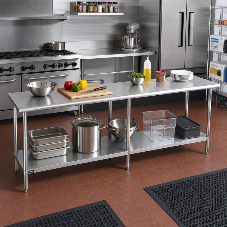 Product image #2 for Sapphire Manufacturing SMT-1484G 84-Inch x 14-Inch Stainless Steel Work Table with Adjustable Undershelf