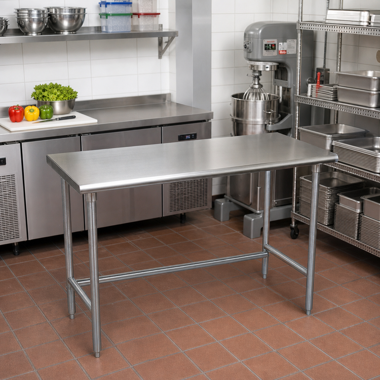 Product image #2 for Advance Tabco 60"W x 24"D 14 Gauge 304 Stainless Steel Flat Top Work Table with Galvanized Open Base