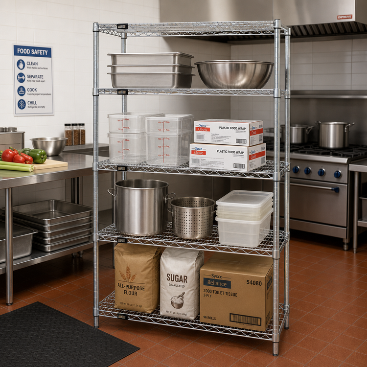 Product image #2 for Quantum 36"W x 21"D x 86"H Chrome-Plated 4-Shelf Wire Shelving Starter Kit