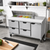 Thumbnail image #3 for Beverage-Air 72-Inch Three-Section Sandwich Prep Table Refrigerator with 4 Drawers, 1 Door, and 10-Pan Top