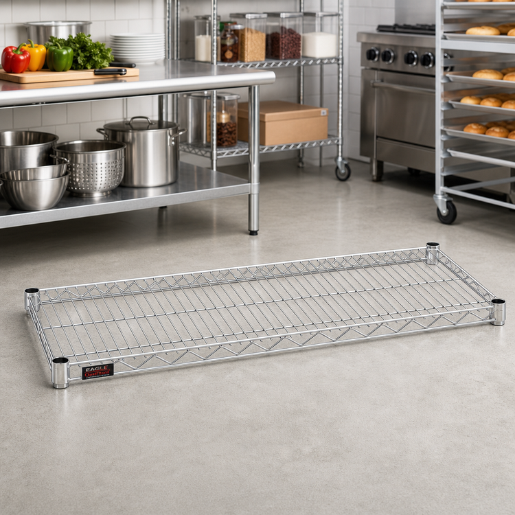 Product image #2 for Eagle Group QuadTruss 72"W x 36"D Chrome-Plated Wire Shelf, 600 lb. Capacity
